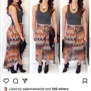 Printed High Low Hem Skirt